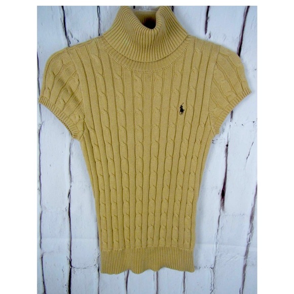 Ralph Lauren Yellow Cable Knit Turtleneck Sweater - Picture 1 of 4